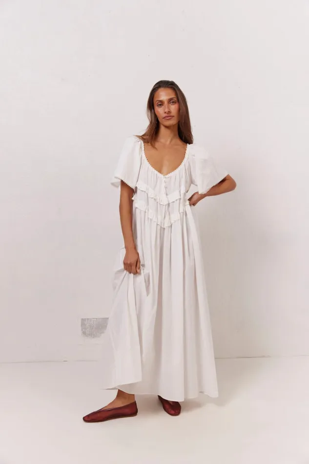 VRG GRL MidiMaxi Dresses La Prairie Smock Midi Dress White 8211 Women