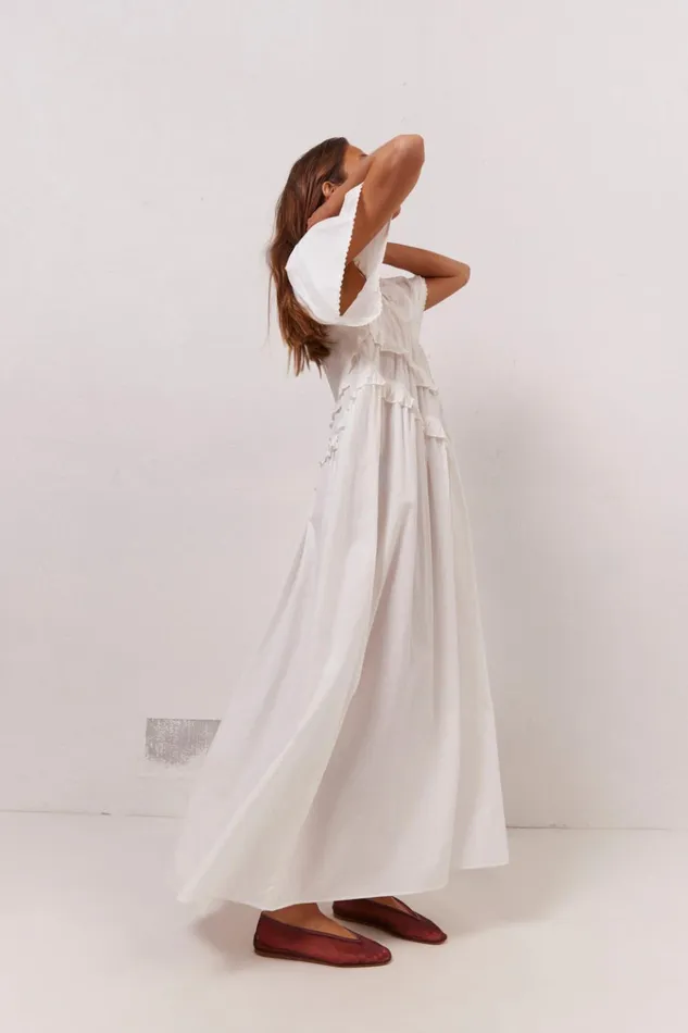 VRG GRL MidiMaxi Dresses La Prairie Smock Midi Dress White 8211 Women VRG GRL MidiMaxi Dresses La Prairie Smock Midi Dress White 8211 Women