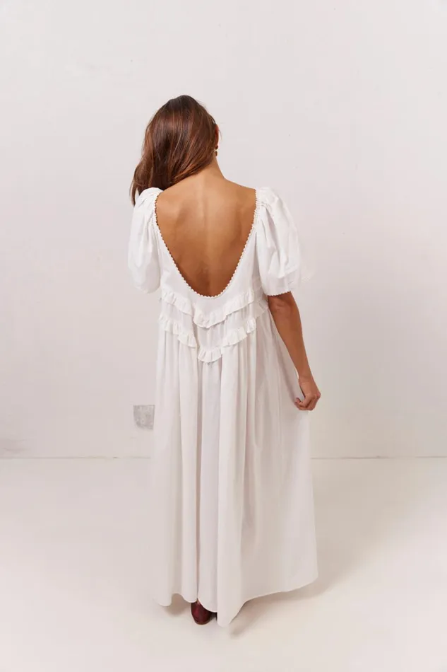 VRG GRL MidiMaxi Dresses La Prairie Smock Midi Dress White 8211 Women VRG GRL MidiMaxi Dresses La Prairie Smock Midi Dress White 8211 Women