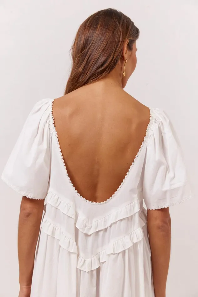 VRG GRL MidiMaxi Dresses La Prairie Smock Midi Dress White 8211 Women VRG GRL MidiMaxi Dresses La Prairie Smock Midi Dress White 8211 Women