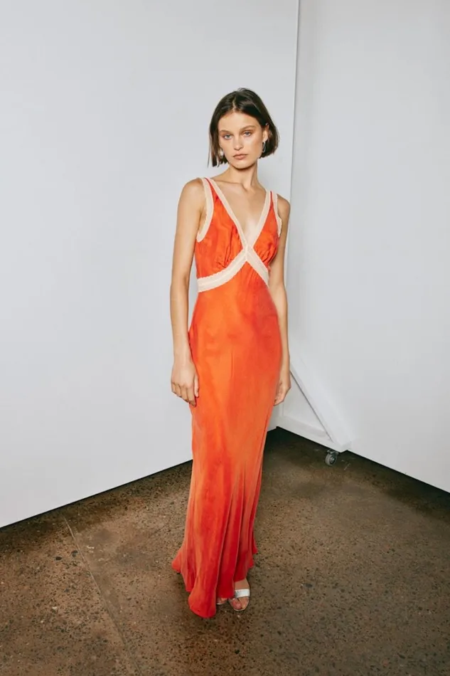 VRG GRL MidiMaxi Dresses Meet Me On The Dance Floor Bias Cut Maxi Dress Orange 8211 Women