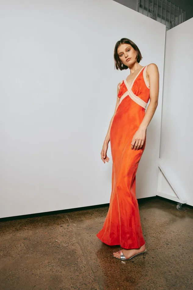 VRG GRL MidiMaxi Dresses Meet Me On The Dance Floor Bias Cut Maxi Dress Orange 8211 Women