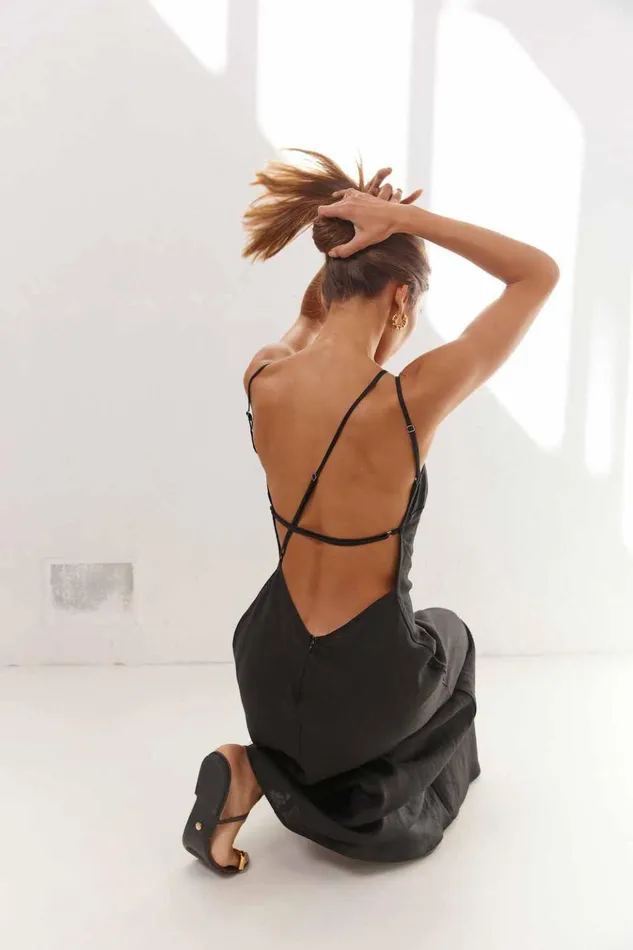 VRG GRL MidiMaxi Dresses Opal Linen Maxi Dress Black 8211 Women VRG GRL MidiMaxi Dresses Opal Linen Maxi Dress Black 8211 Women