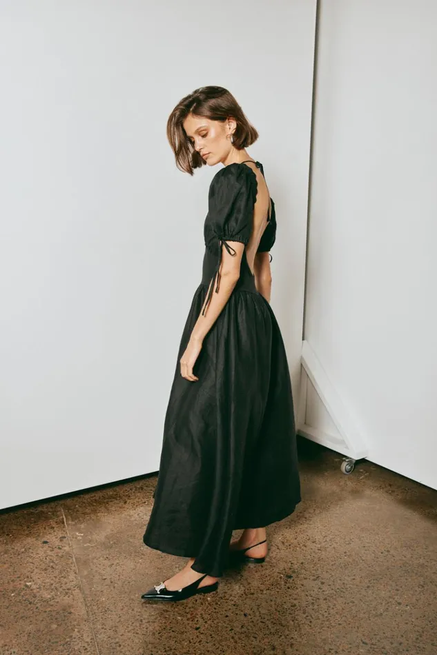 VRG GRL MidiMaxi Dresses Paradiso Linen Midi Dress Black 8211 Women VRG GRL MidiMaxi Dresses Paradiso Linen Midi Dress Black 8211 Women