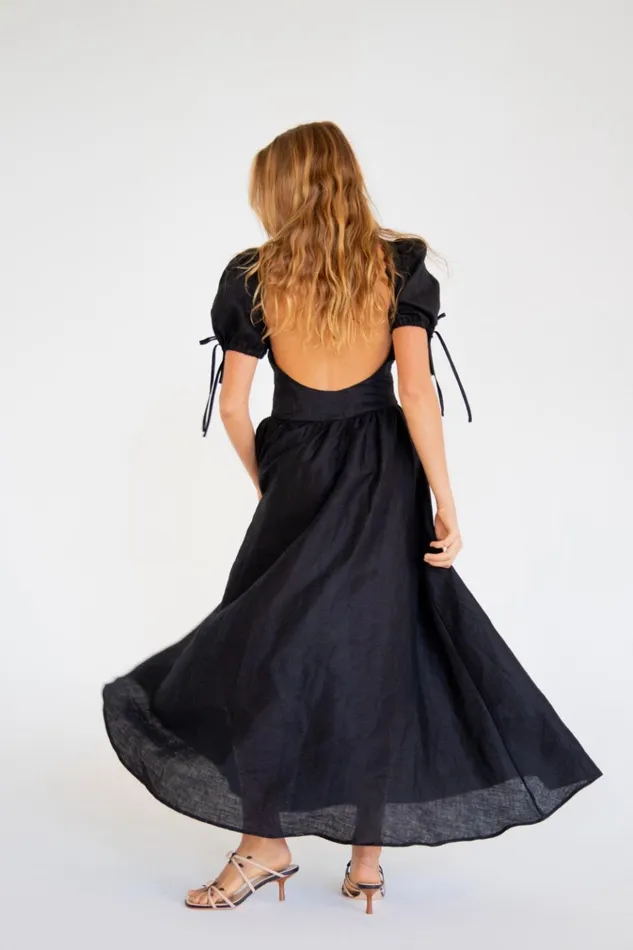VRG GRL MidiMaxi Dresses Paradiso Linen Midi Dress Black 8211 Women VRG GRL MidiMaxi Dresses Paradiso Linen Midi Dress Black 8211 Women