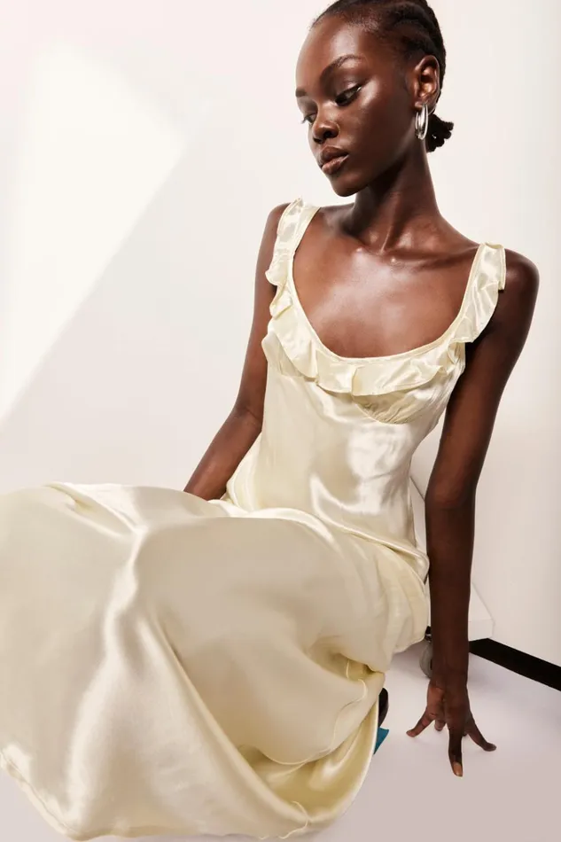VRG GRL MidiMaxi Dresses Rosalia Satin Bias Cut Maxi Dress Butter 8211 Women VRG GRL MidiMaxi Dresses Rosalia Satin Bias Cut Maxi Dress Butter 8211 Women