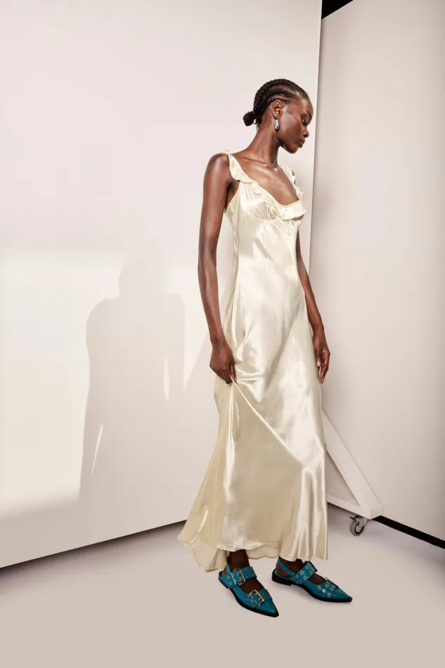 VRG GRL MidiMaxi Dresses Rosalia Satin Bias Cut Maxi Dress Butter 8211 Women VRG GRL MidiMaxi Dresses Rosalia Satin Bias Cut Maxi Dress Butter 8211 Women