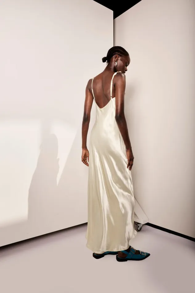 VRG GRL MidiMaxi Dresses Rosalia Satin Bias Cut Maxi Dress Butter 8211 Women VRG GRL MidiMaxi Dresses Rosalia Satin Bias Cut Maxi Dress Butter 8211 Women