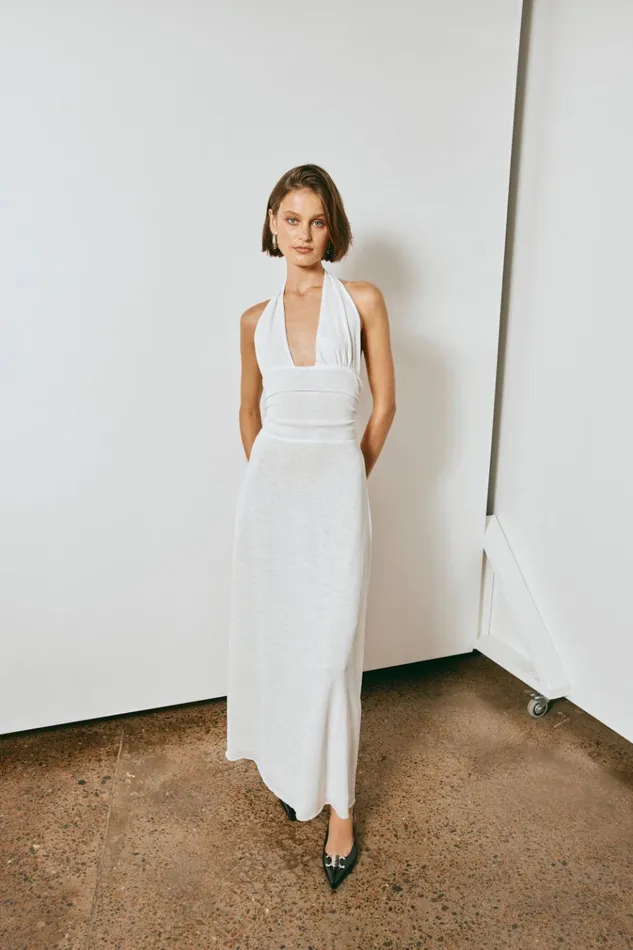 VRG GRL MidiMaxi Dresses When In Italy Halter Midi Dress White 8211 Women