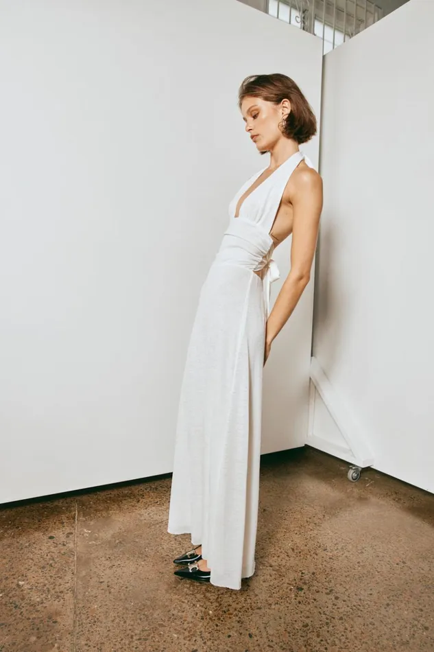 VRG GRL MidiMaxi Dresses When In Italy Halter Midi Dress White 8211 Women