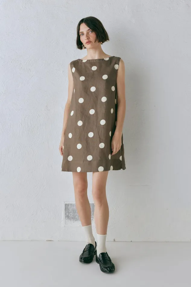 VRG GRL Mini Dresses Aftersun Linen Mini Dress Spot 8211 Women