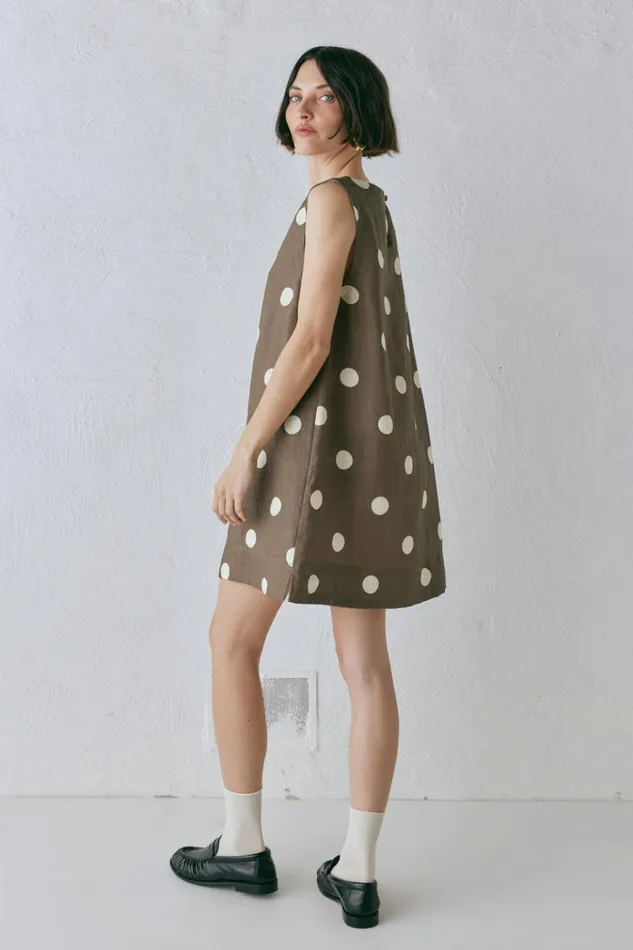 VRG GRL Mini Dresses Aftersun Linen Mini Dress Spot 8211 Women