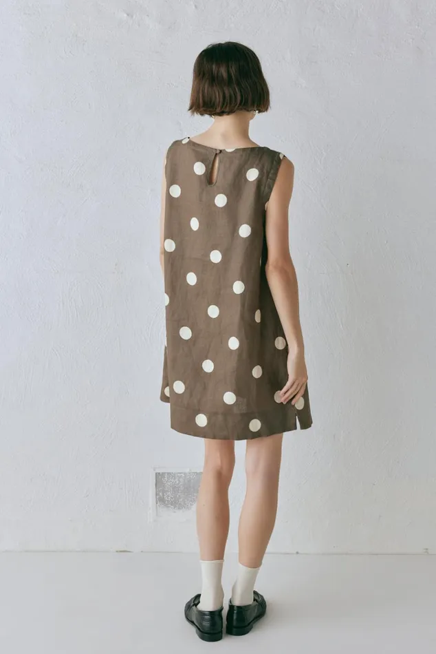 VRG GRL Mini Dresses Aftersun Linen Mini Dress Spot 8211 Women