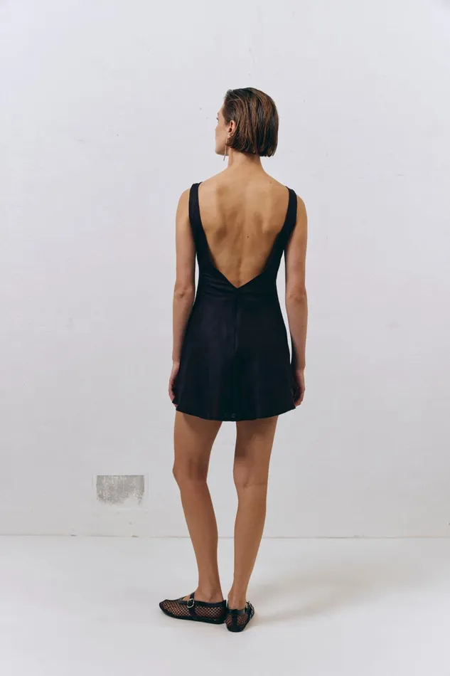 VRG GRL Mini Dresses Art Of Bloom Linen Bias Cut Mini Dress Black 8211 Women VRG GRL Mini Dresses Art Of Bloom Linen Bias Cut Mini Dress Black 8211 Women