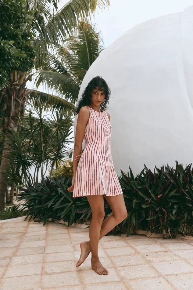 VRG GRL Mini Dresses Chloe Linen Mini Dress Stripe 8211 Women