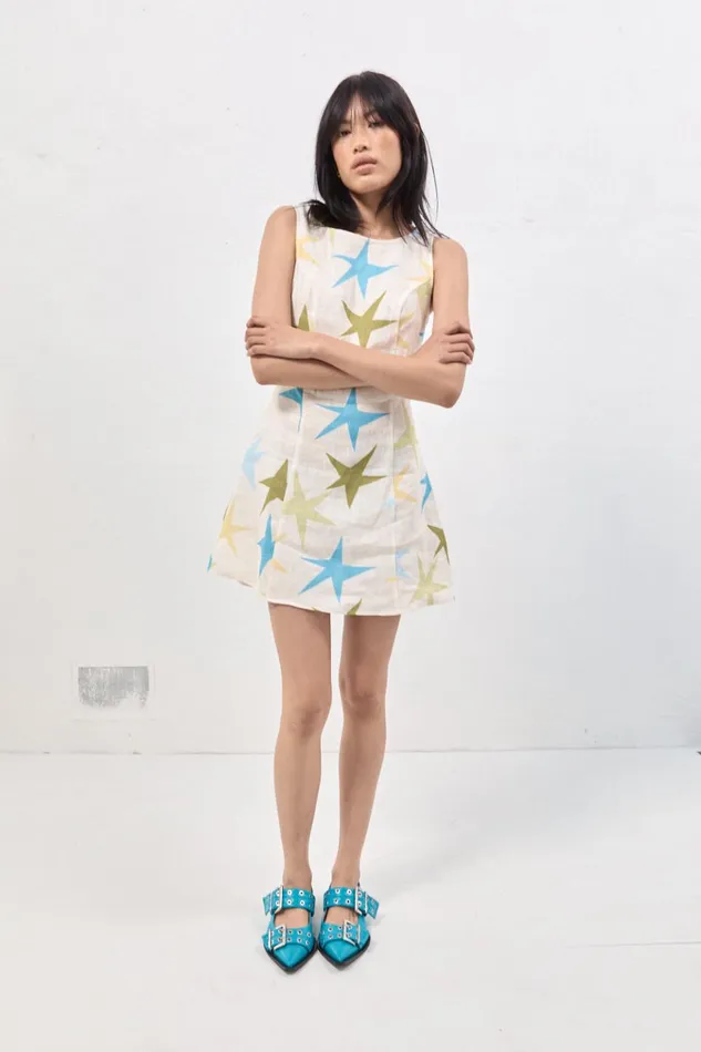 VRG GRL Mini Dresses Esther Linen Mini Dress Star 8211 Women VRG GRL Mini Dresses Esther Linen Mini Dress Star 8211 Women