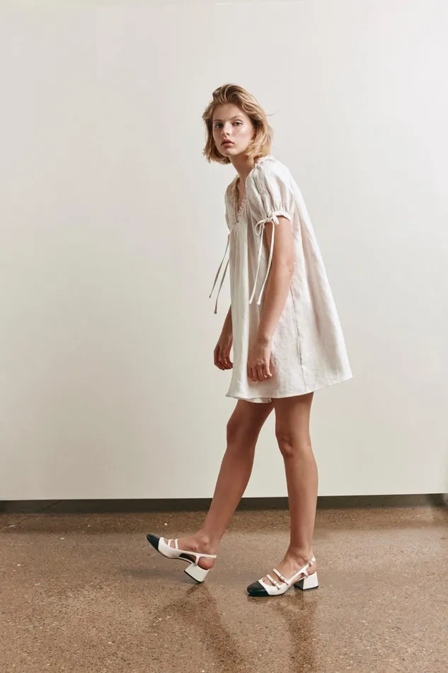 VRG GRL Mini Dresses Evelyn Linen Mini Dress White 8211 Women VRG GRL Mini Dresses Evelyn Linen Mini Dress White 8211 Women