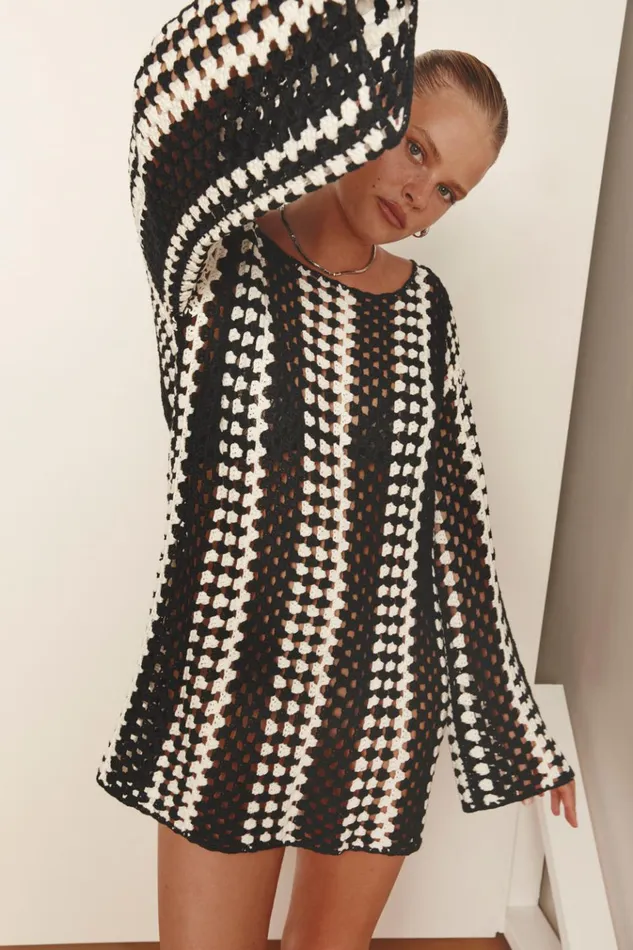 VRG GRL Mini Dresses Myra Crochet Mini Dress Black 8211 Women VRG GRL Mini Dresses Myra Crochet Mini Dress Black 8211 Women