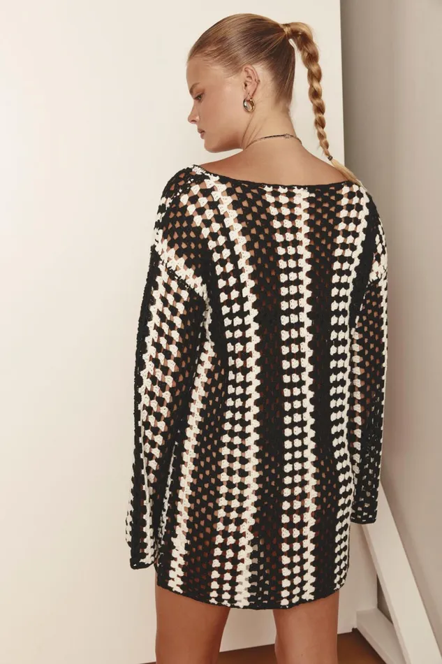 VRG GRL Mini Dresses Myra Crochet Mini Dress Black 8211 Women VRG GRL Mini Dresses Myra Crochet Mini Dress Black 8211 Women