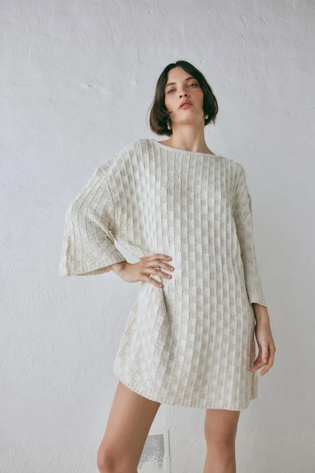 VRG GRL Mini Dresses Pia Knit Tunic Cream 8211 Women