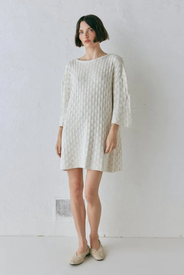VRG GRL Mini Dresses Pia Knit Tunic Cream 8211 Women VRG GRL Mini Dresses Pia Knit Tunic Cream 8211 Women