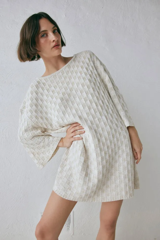 VRG GRL Mini Dresses Pia Knit Tunic Cream 8211 Women VRG GRL Mini Dresses Pia Knit Tunic Cream 8211 Women