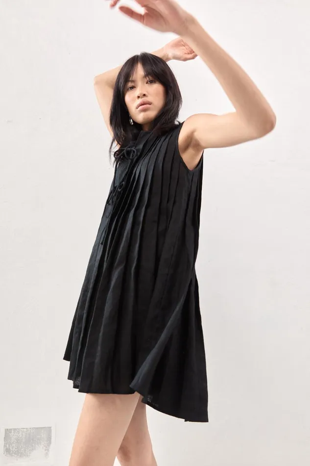 VRG GRL Mini Dresses Valeria Linen Mini Dress Black 8211 Women VRG GRL Mini Dresses Valeria Linen Mini Dress Black 8211 Women