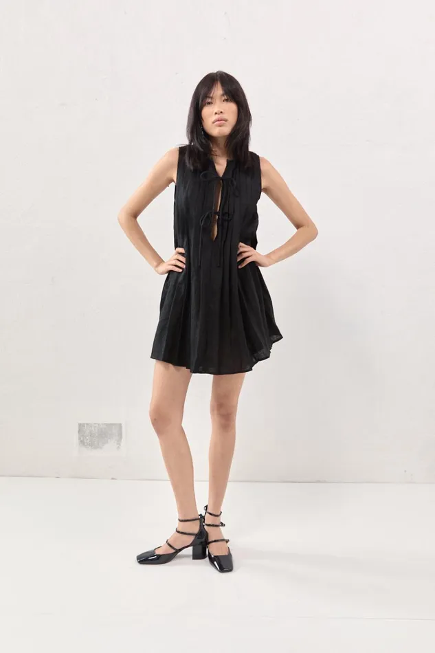 VRG GRL Mini Dresses Valeria Linen Mini Dress Black 8211 Women VRG GRL Mini Dresses Valeria Linen Mini Dress Black 8211 Women