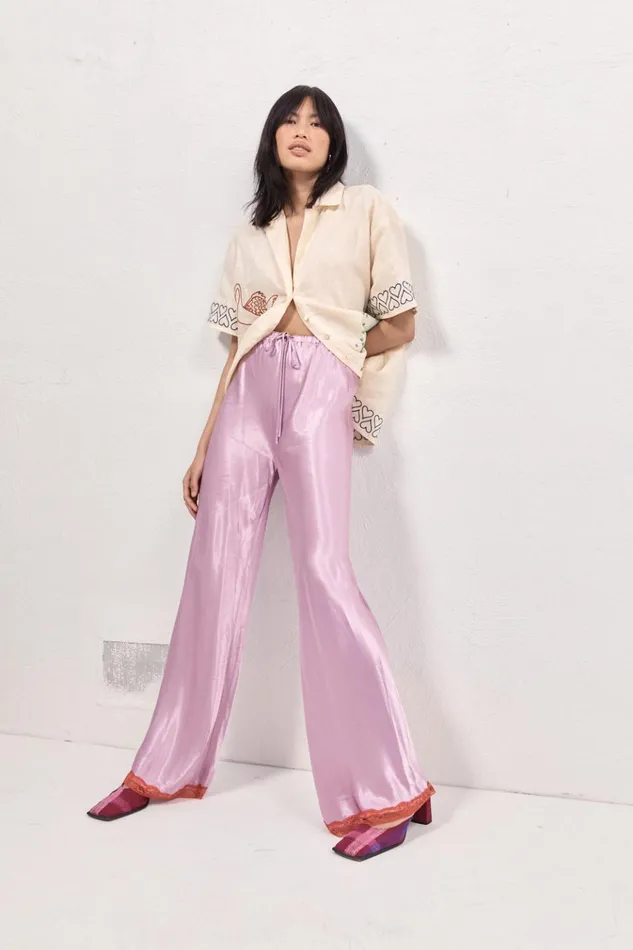 VRG GRL Pants Josefin Satin Pants Lilac 8211 Women