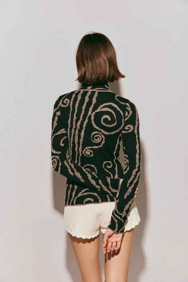 VRG GRL Sets Ivy Muse Knit Skivvy Black Swirl 8211 Women