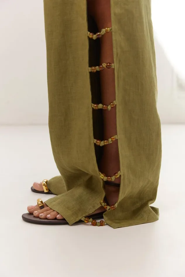 VRG GRL Sets Tia Linen Pants Olive 8211 Women