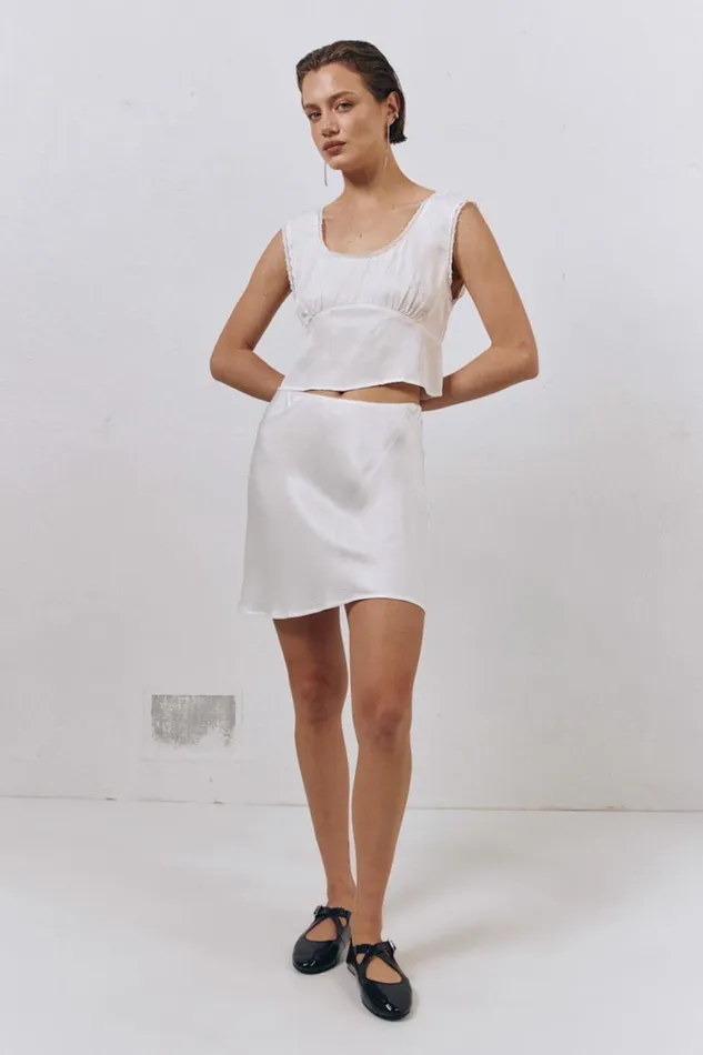 VRG GRL Sets Vintage Lover Bias Cut Mini Skirt White 8211 Women