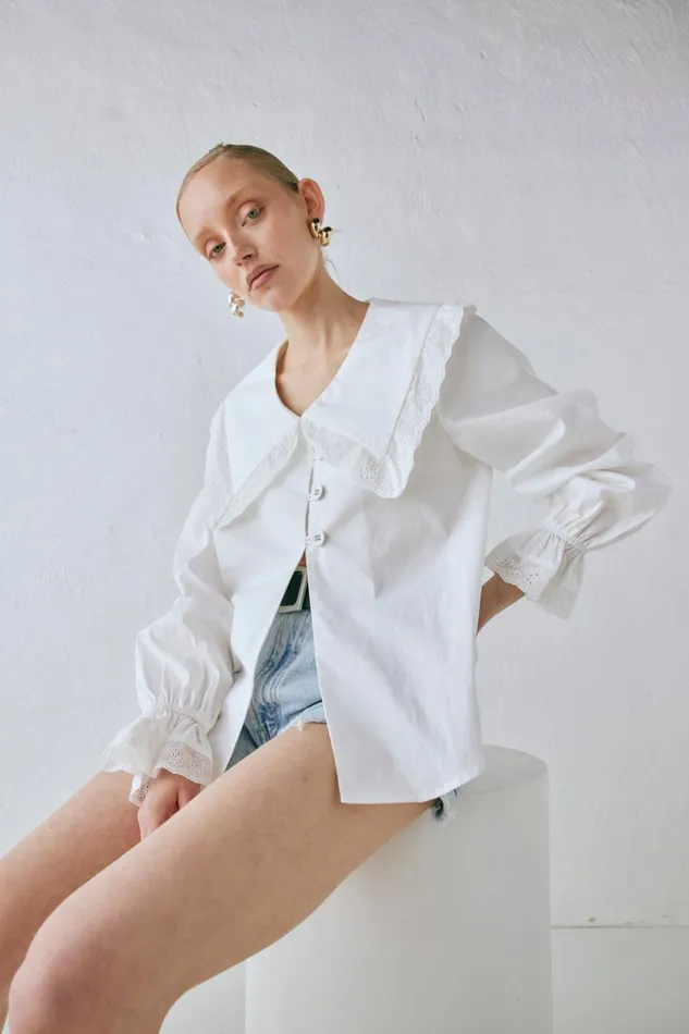 VRG GRL Shirts Mae Blouse White 8211 Women VRG GRL Shirts Mae Blouse White 8211 Women