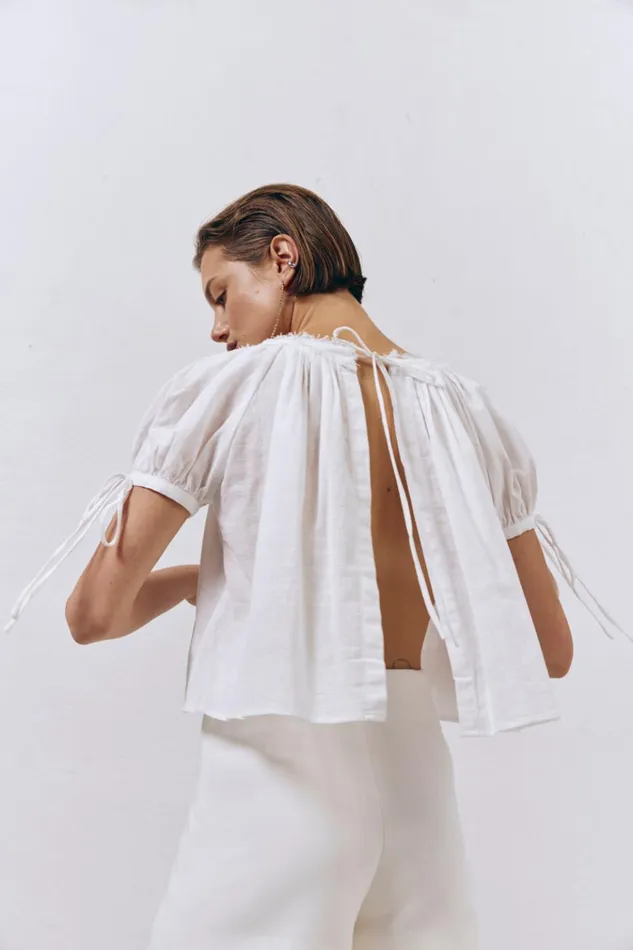 VRG GRL Short Sleeve Harry Girl Smock Top White 8211 Women