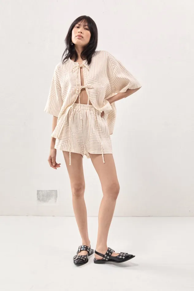 VRG GRL Short Sleeve Naomi Linen Smock Top Juno 8211 Women
