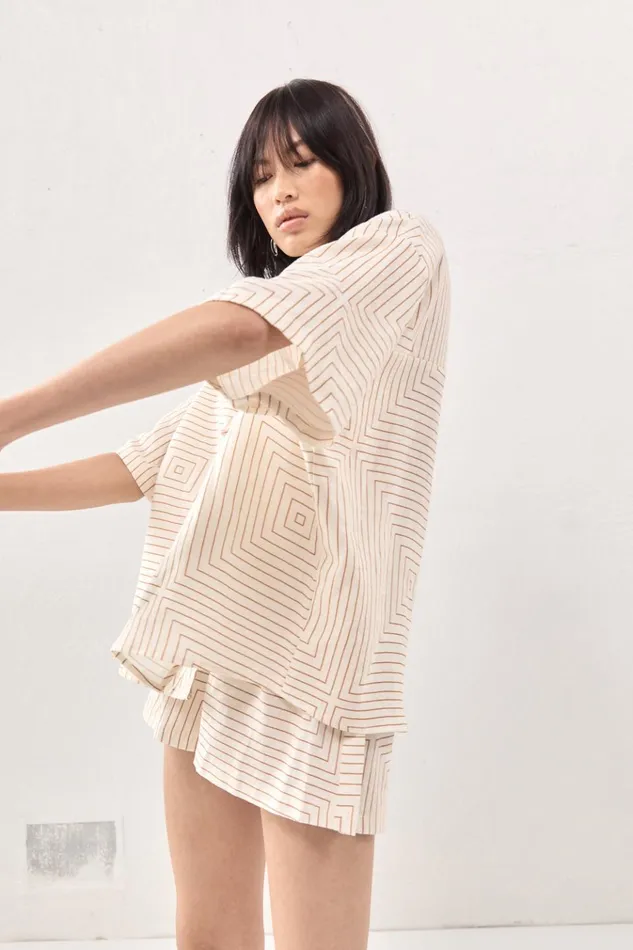 VRG GRL Short Sleeve Naomi Linen Smock Top Juno 8211 Women