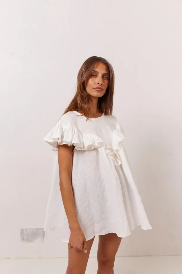 VRG GRL Short Sleeve Viola Linen Tunic White 8211 Women