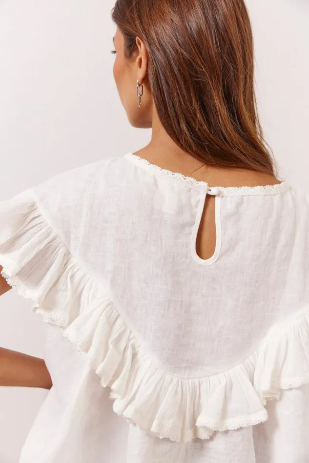 VRG GRL Short Sleeve Viola Linen Tunic White 8211 Women