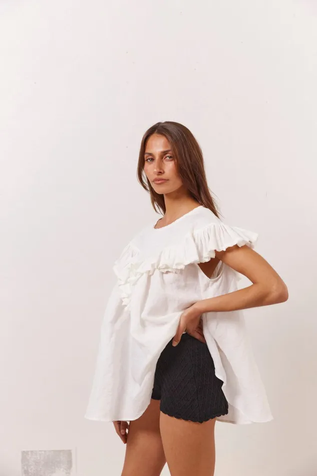 VRG GRL Short Sleeve Viola Linen Tunic White 8211 Women