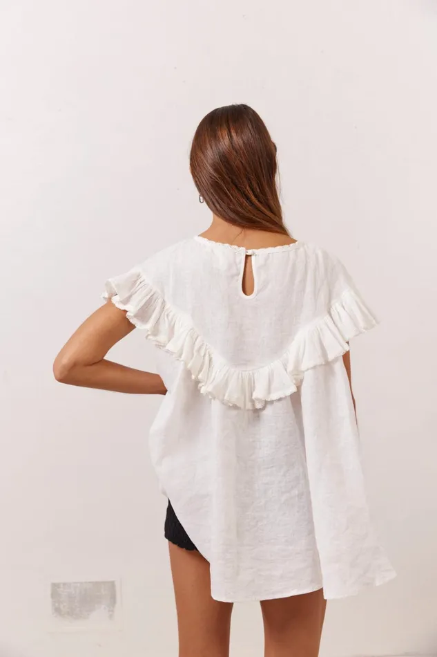 VRG GRL Short Sleeve Viola Linen Tunic White 8211 Women