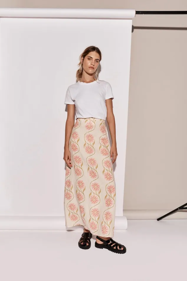VRG GRL Skirts Ari Linen Maxi Skirt Bloom 8211 Women