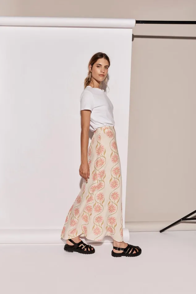 VRG GRL Skirts Ari Linen Maxi Skirt Bloom 8211 Women
