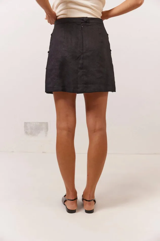 VRG GRL Skirts Discoteca Linen Mini Skirt Black 8211 Women VRG GRL Skirts Discoteca Linen Mini Skirt Black 8211 Women