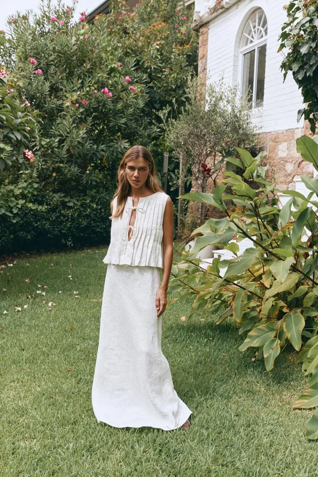 VRG GRL Skirts Ena Linen Bias Cut Maxi Skirt White 8211 Women