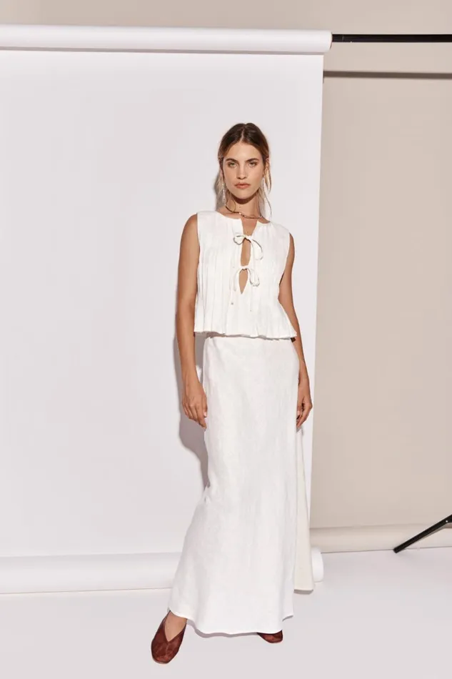 VRG GRL Skirts Ena Linen Bias Cut Maxi Skirt White 8211 Women