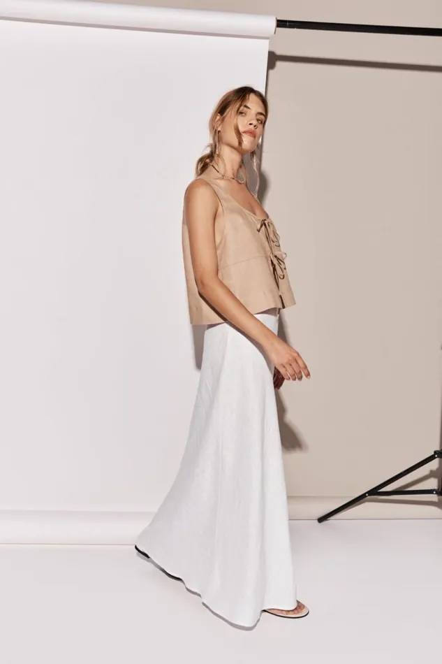 VRG GRL Skirts Ena Linen Bias Cut Maxi Skirt White 8211 Women