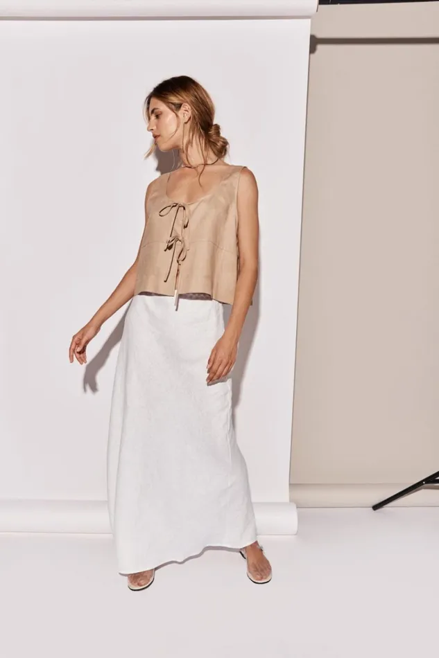 VRG GRL Skirts Ena Linen Bias Cut Maxi Skirt White 8211 Women
