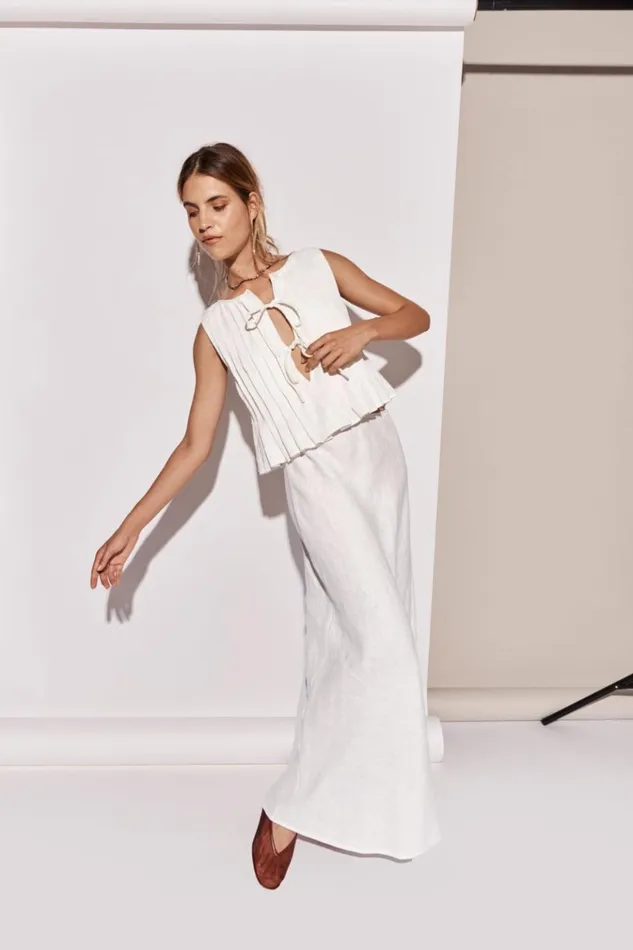 VRG GRL Skirts Ena Linen Bias Cut Maxi Skirt White 8211 Women