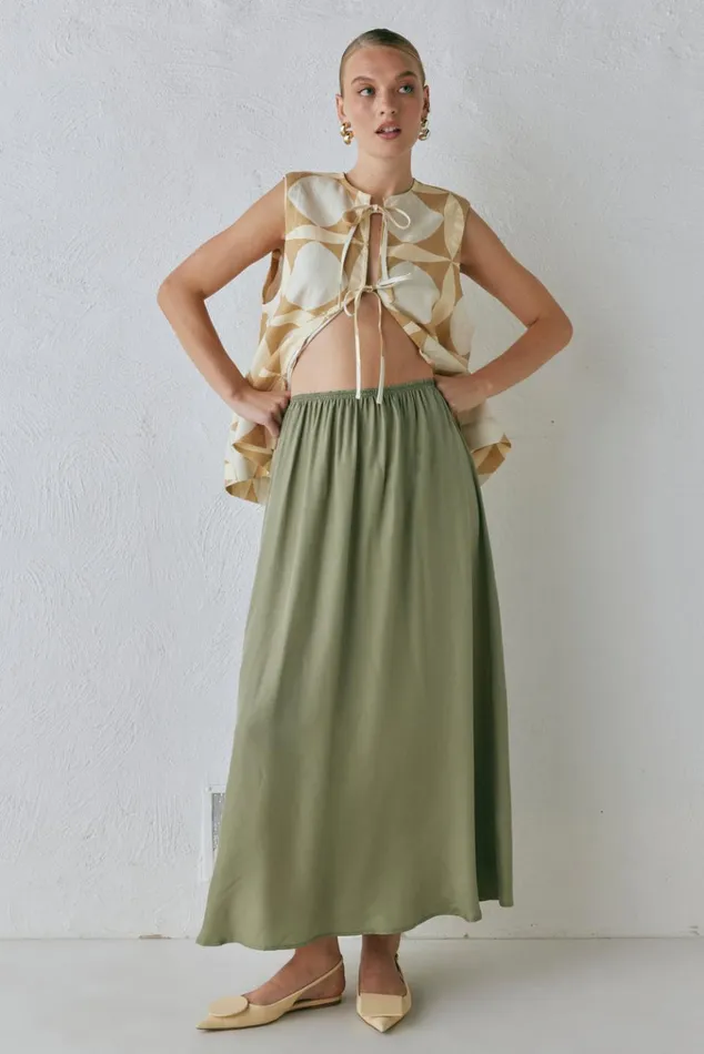 VRG GRL Skirts Solara Midi Skirt Sage 8211 Women