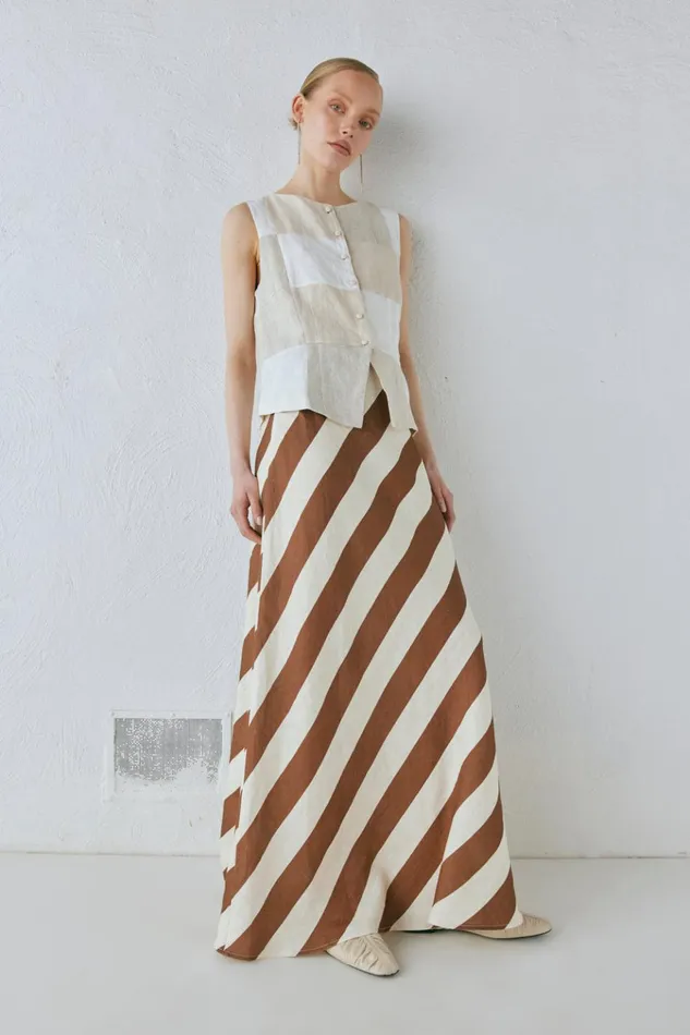VRG GRL Skirts Sun Linen Maxi Skirt Stripe 8211 Women